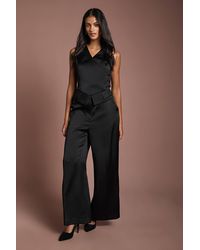 Coast - Petite Muse Satin Wide Leg Tailored Trouser - Lyst