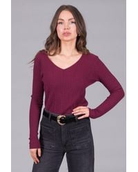 Solo - Ribbed V-Neck Jumper - Lyst