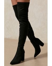 MissPap - Over The Knee Faux Suede Heeled Boot - Lyst