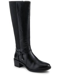 Pavers - Block Heel Leather Stretch Calf Long Boots - Lyst