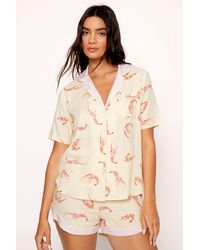Nasty Gal - Rayon Shrimp Stripe Boxy Shirt And Shorts Pajama Set - Lyst