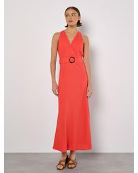 Apricot - Linen Blend Wrap Midaxi Dress - Lyst