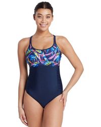 Zoggs - Neon Crystal Multiway Swimsuit - Navy/pink - Lyst