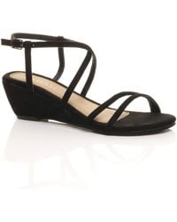 AJVANI - Mid Wedge Heel Crossed Straps Sandals - Lyst
