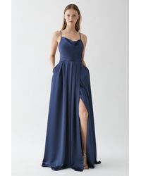 Coast - Drape Satin Thigh Split Sweeping Bridesmaid Maxi Dress - Lyst