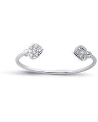 Jewelco London - Sterling Love Hearts Cz Torque Baby Bangle Bracelet 2.5Mm - Lyst
