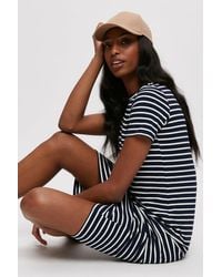 Dorothy Perkins - Navy Stripe T-shirt Midi Dress - Lyst
