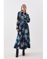 Karen Millen - Floral Organdie Long Sleeve Woven Maxi Dress - Lyst