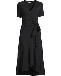 Lands' End - Cotton Modal Short Sleeve V-Neck Wrap Dress - Lyst