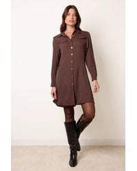 Blue Vanilla - Long Sleeve Button Up Collar Mini Dress - Lyst