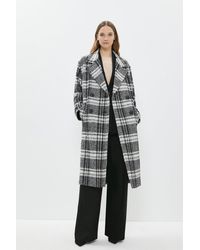 Coast - Premium Wool Blend Large Check Longline Coat - Lyst
