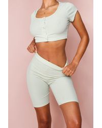 MissPap - Ribbed Scoop Popper Crop Top & Cycling Short Set - Lyst