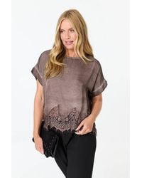 Izabel London - Lace Trim Relaxed Cap Sleeve Top - Lyst
