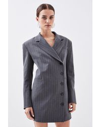 Karen Millen - Petite Tailored Pinstripe Single Breasted Blazer Dress - Lyst