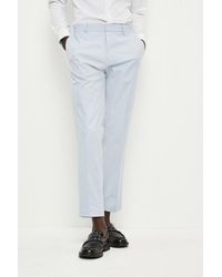 Burton - Tailored Fit Blue Cotton Stretch Suit Trousers - Lyst