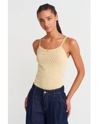 Dilvin - Textured Crop Cami Blouse With Bow Detail - Lyst