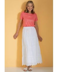 Anna Rose - Embroidered Eyelet Cotton Maxi Skirt - Lyst