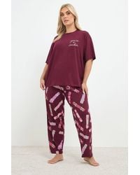 Yours - 'You'Re A Cracker' Novelty Cotton Christmas Pyjama Set - Lyst