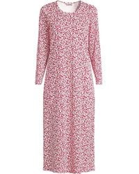 Lands' End - Petite Long Sleeve Mid Calf, Pure Cotton Nightdress - Lyst
