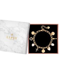 Lipsy - Gold Plated And Pearl Talisman Charm Bracelet - Gift Boxed - Lyst