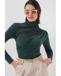 Bigdart - Fitted Turtleneck Blouse With Drape Detail - Lyst
