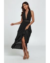 FS Collection - Lace Detail Adjustable Deep V Neckline Maxi Dress - Lyst