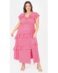 Lovedrobe - Flutter Sleeve V Neck Ruffle Midaxi Dress - Lyst