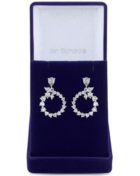 Jon Richard - Rhodium Plated Cubic Zirconia Open Mixed Stone Earrings - Gift Boxed - Lyst