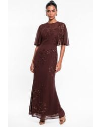 Maya Deluxe - Floral Embellished Angel Sleeve Maxi Dress - Lyst