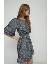 Warehouse - Lace Puff Sleeve Mini Dress - Lyst