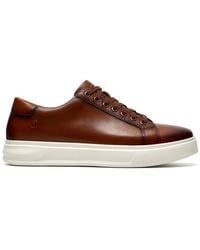 Clarks - Goswell Tie Tan Leather Trainers, Lace Up - Lyst