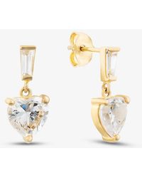 T.H.Baker - 9Ct Cubic Zirconia Heart Drop Earrings 1.58.4789 - Lyst