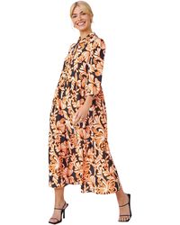 D.u.s.k - Floral Print Tiered Midi Shirt Dress - Lyst
