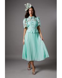 Coast - Lace Top Pleat Skirt Jewel Button Midi Dress - Lyst