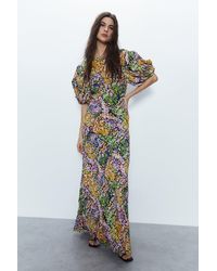Warehouse - Patchwork Ditsy Puff Sleeve Maxi Dress - Lyst