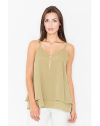 Love Lace - Elegant Zip Double Layer Strappy Blouse - Lyst