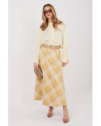Love Lace - Check Flared Maxi Skirt With Belt - Lyst