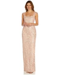 Adrianna Papell - Ribbon Embroidery Column Gown - Lyst