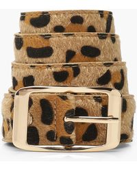 Boohoo - Leopard Belt With Gold Buckle - Lyst