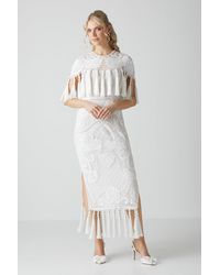 Coast - All Over Hand Embellished Midi Wedding Dress With Tassels - Lyst