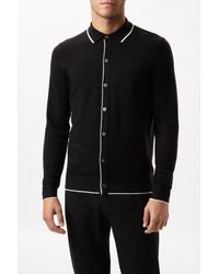 Burton - Super Soft Black Tipped Placket Knitted Shirt - Lyst