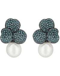 LÁTELITA London - Iris Flower & Pearl Dangle Earrings Aqua - Lyst