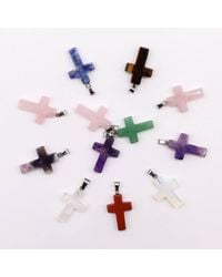 KDMD - Set Of 12 Natural Gemstone Cross Pendants 25X18Mm For Jewelry & Crafts - Lyst