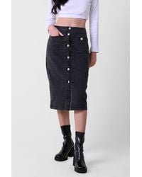 Enorsia - Button Through Denim Skirt - Lyst