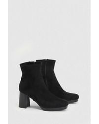 Oasis - Elora Faux Suede Stretch Pull On High Block Heel Ankle Boots - Lyst