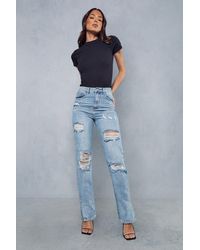 MissPap - Distressed Split Hem Jeans - Lyst
