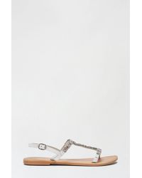 Dorothy Perkins - Leather White Jemmy Jewelled Sandal - Lyst