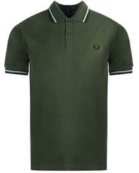 Fred Perry - Twin Tipped Collar M12 408 Green Polo Shirt - Lyst