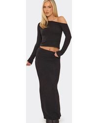 EGO - Ribbed Low Rise Maxi Skirt - Lyst