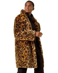 Roman - Premium Animal Print Faux Fur Coat - Lyst